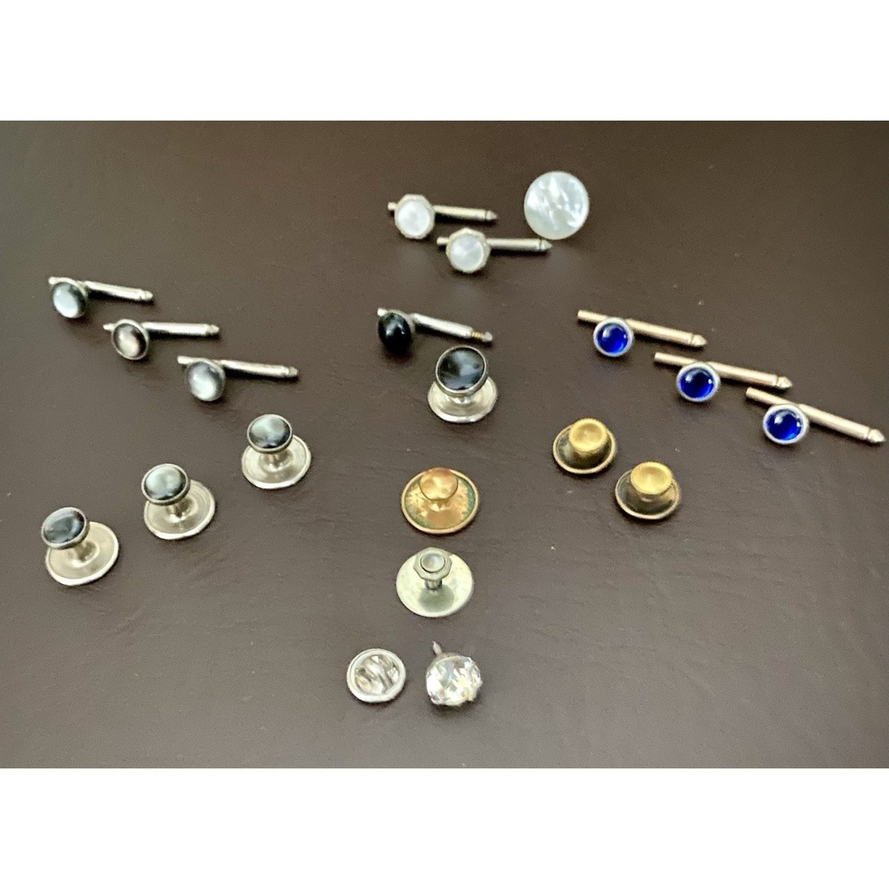 Vintage Lot Some Gold Filled Cufflinks Cuff Buttons Glass Cabochons Tie Tack